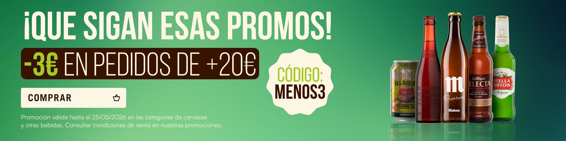 Aprovecha los 3&euro; de descuento