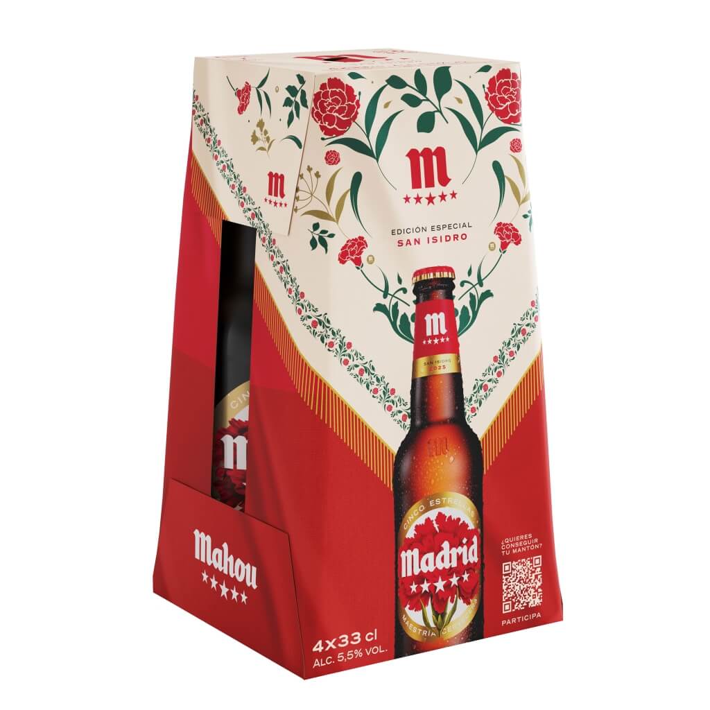 Mahou celebra lo castizo y cede su logo en homenaje a Madrid con el clavel como protagonista